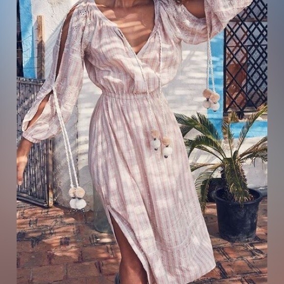 Rare Loveshackfancy Pink Isla Midi Embroidered Boho Dress - Picture 1 of 15